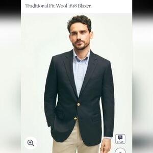 Brooks Brothers Traditional Fit 100% Wool Blazer - Navy